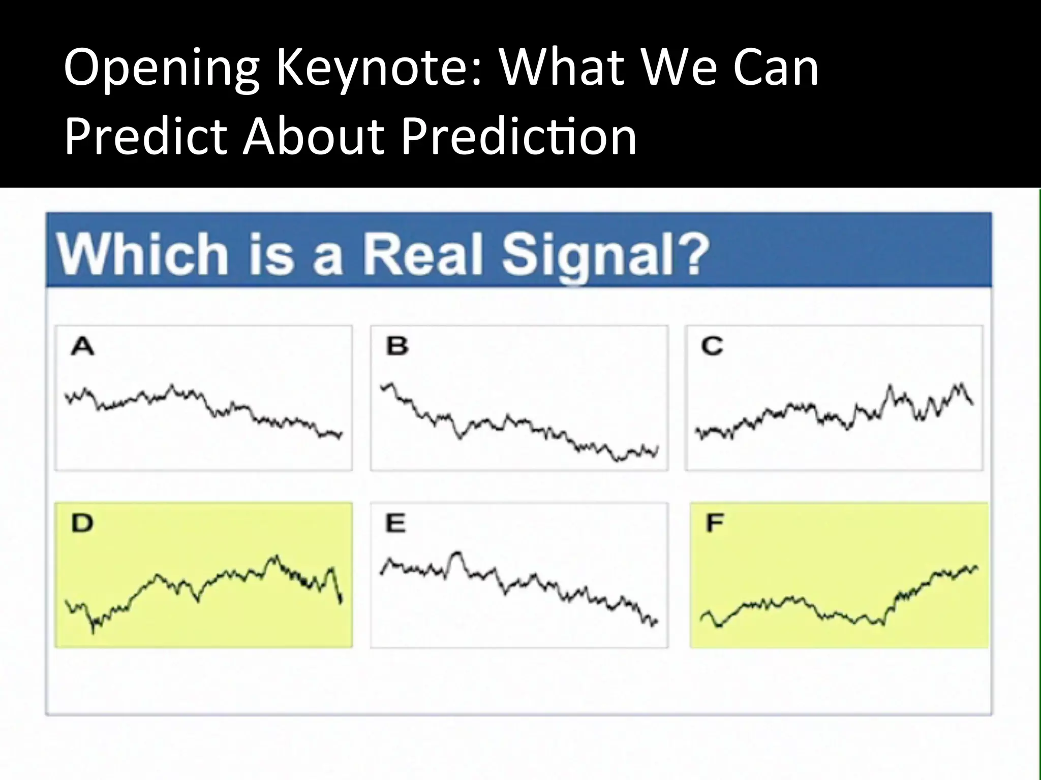 Opening	
  Keynote:	
  What	
  We	
  Can	
  
Predict	
  About	
  PredicJon	
  
 