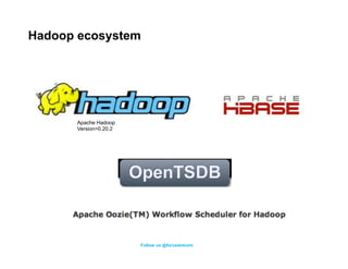 Hadoop ecosystem




      Apache Hadoop
      Version=0.20.2




                       Follow us @forcedotcom
 
