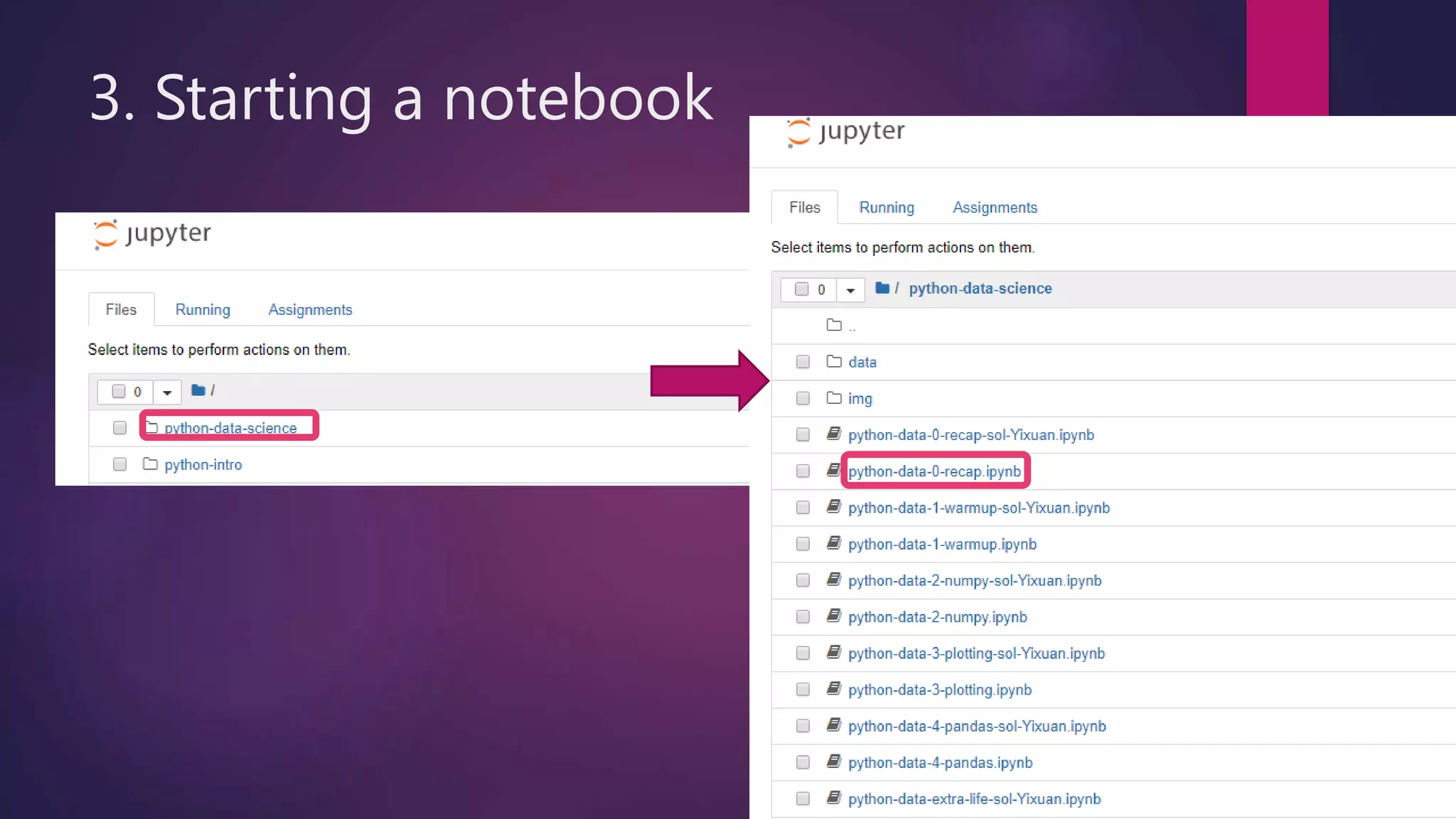 3. Starting a notebook
 