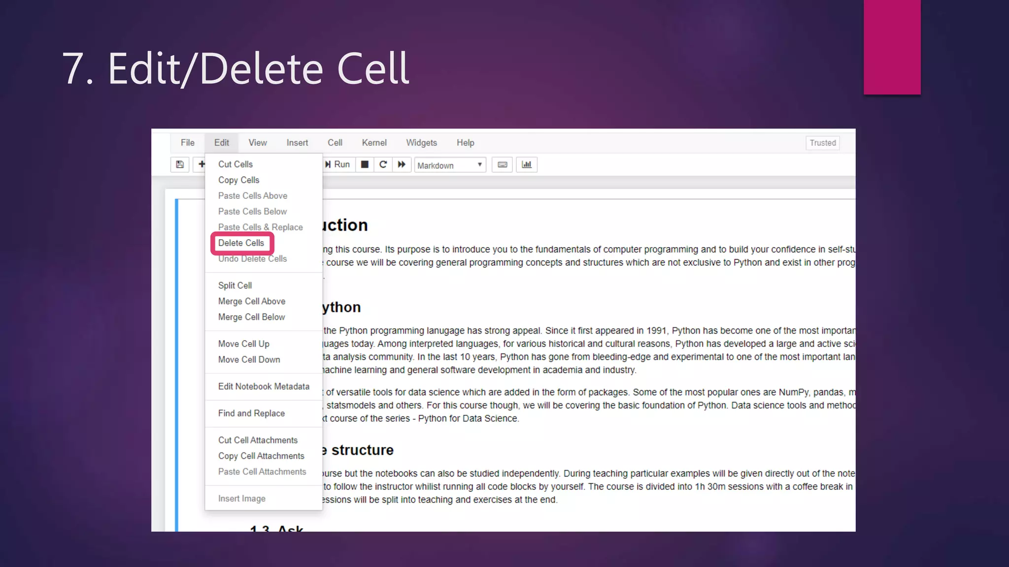 7. Edit/Delete Cell
 