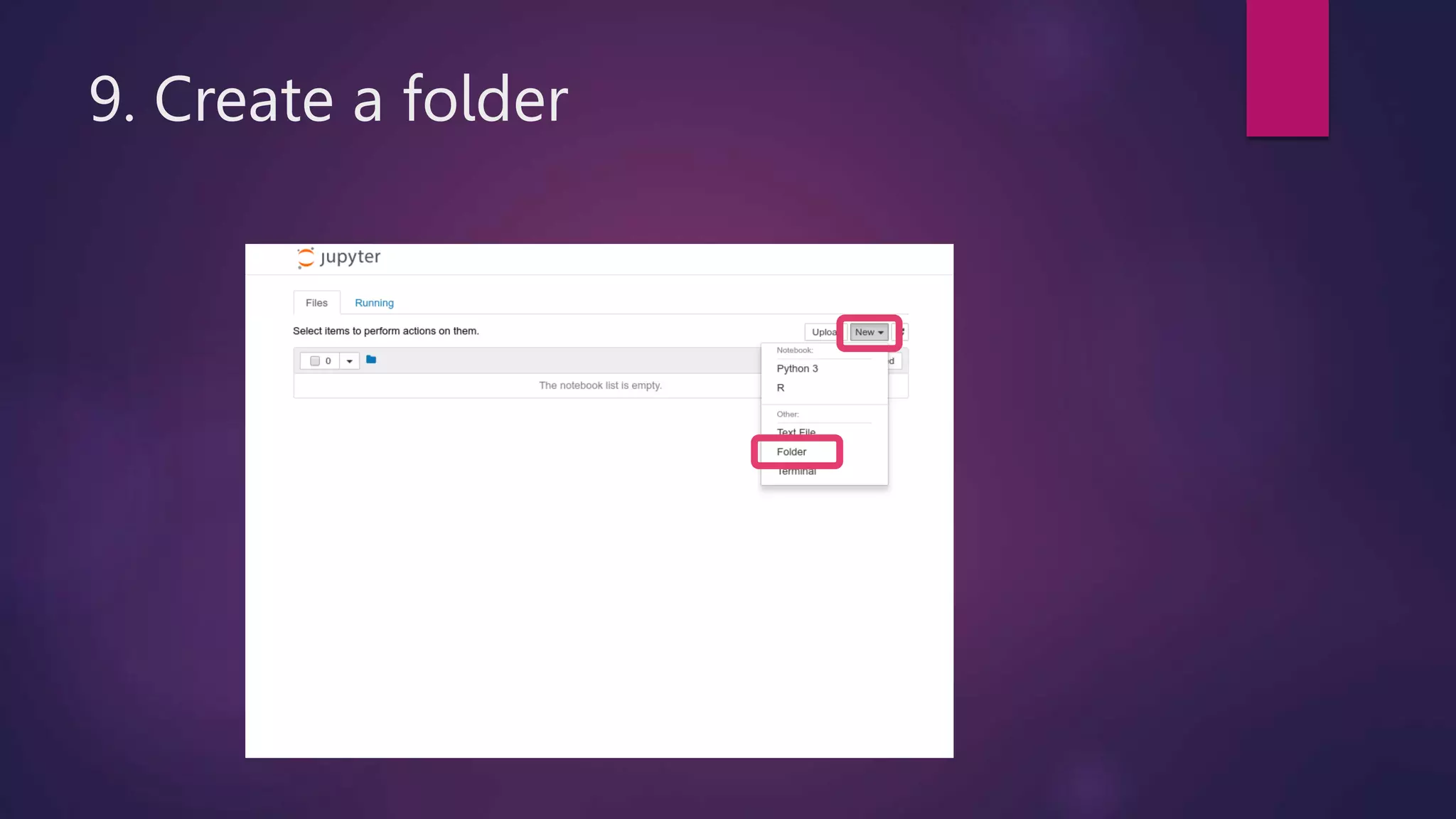 9. Create a folder
 