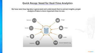Quick Recap: Need for Real-Time Analytics
We have seen how big data is generated and understood that to extract insights, proper
analysis of data is more important than its size.
 