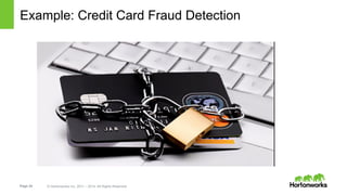 Page 24 © Hortonworks Inc. 2011 – 2014. All Rights Reserved
Example: Credit Card Fraud Detection
 
