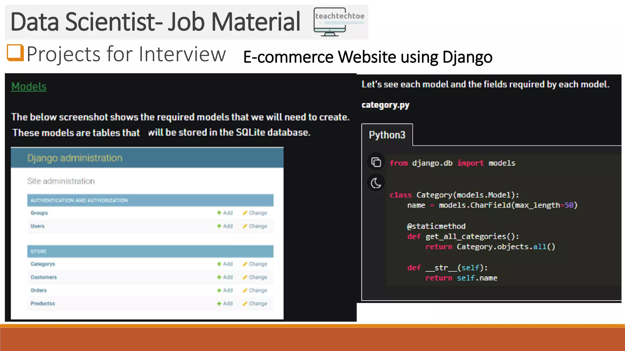 Projects for Interview
Data Scientist- Job Material
E-commerce Website using Django
 