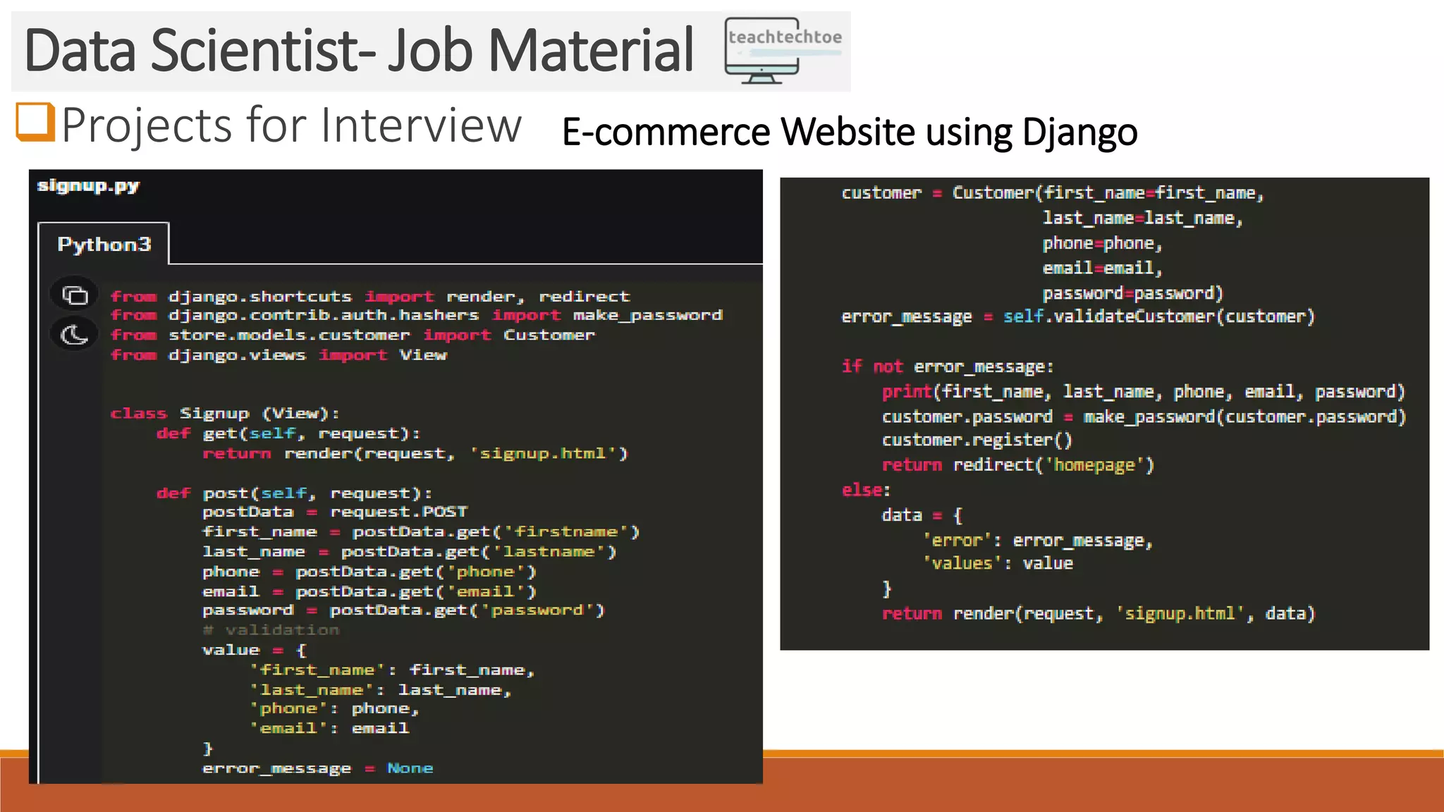 Projects for Interview
Data Scientist- Job Material
E-commerce Website using Django
 