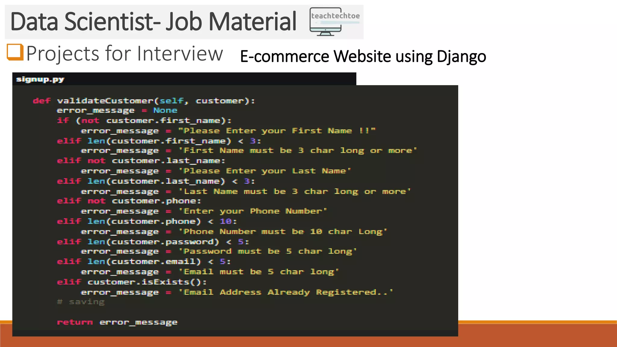 Projects for Interview
Data Scientist- Job Material
E-commerce Website using Django
 