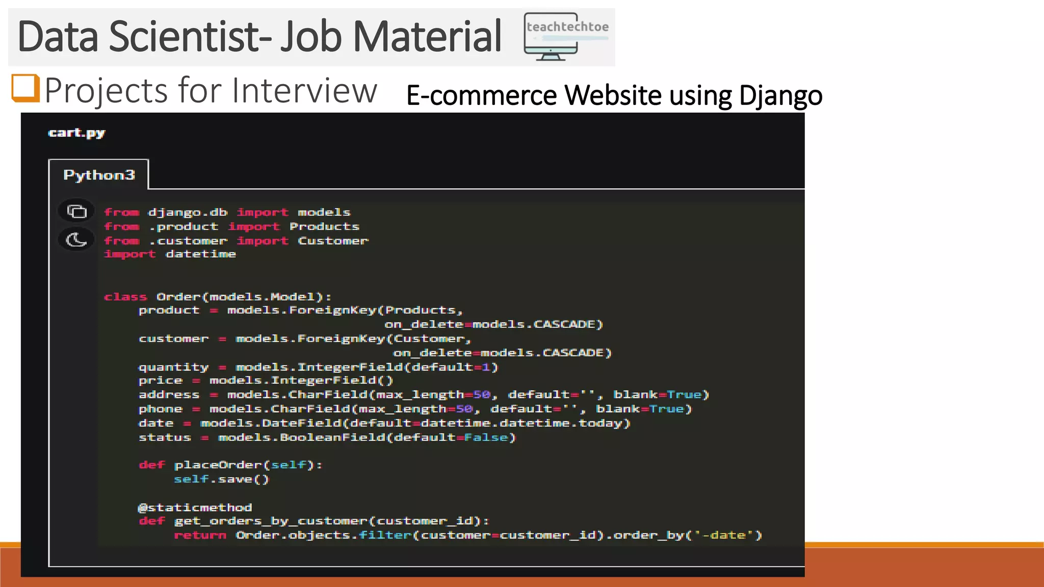 Projects for Interview
Data Scientist- Job Material
E-commerce Website using Django
 
