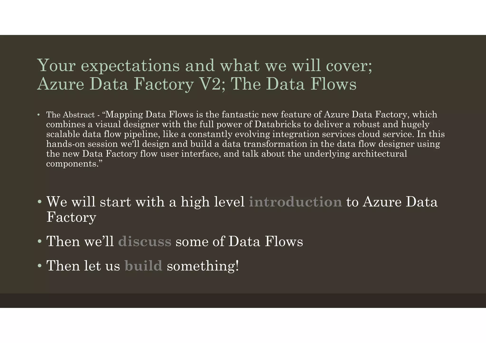 Azure Data Factory V2; The Data Flows | PDF | Cloud Computing | Internet