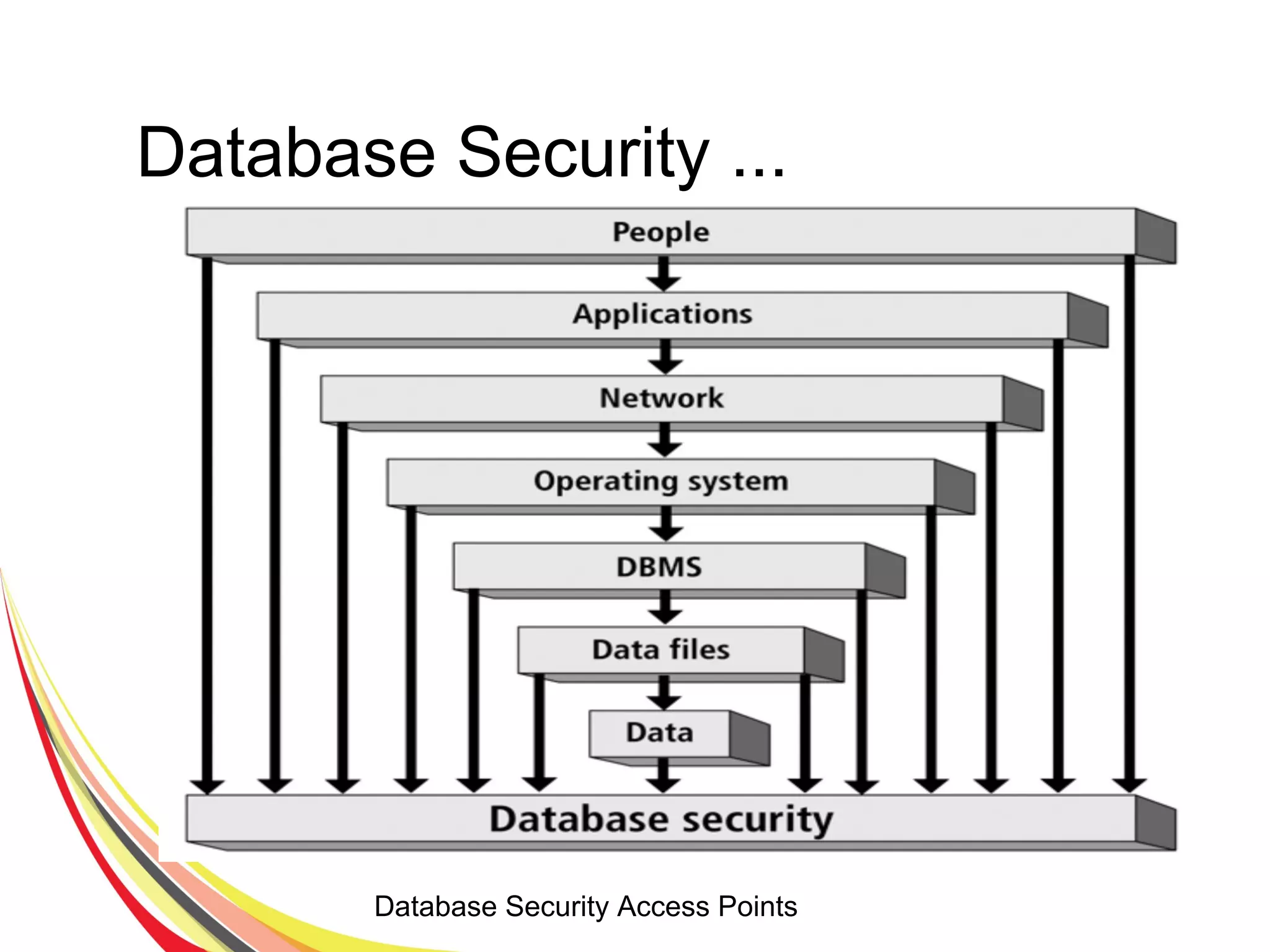 Database Security ...
Database Security Access Points
 