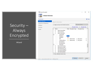 Security –
Always
Encrypted
Wizard
59Karen Lopez - www.datamodel.com - @datachick
 
