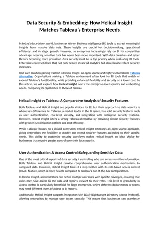 Data Security & Embedding How Helical Insight Matches Tableau’s ...