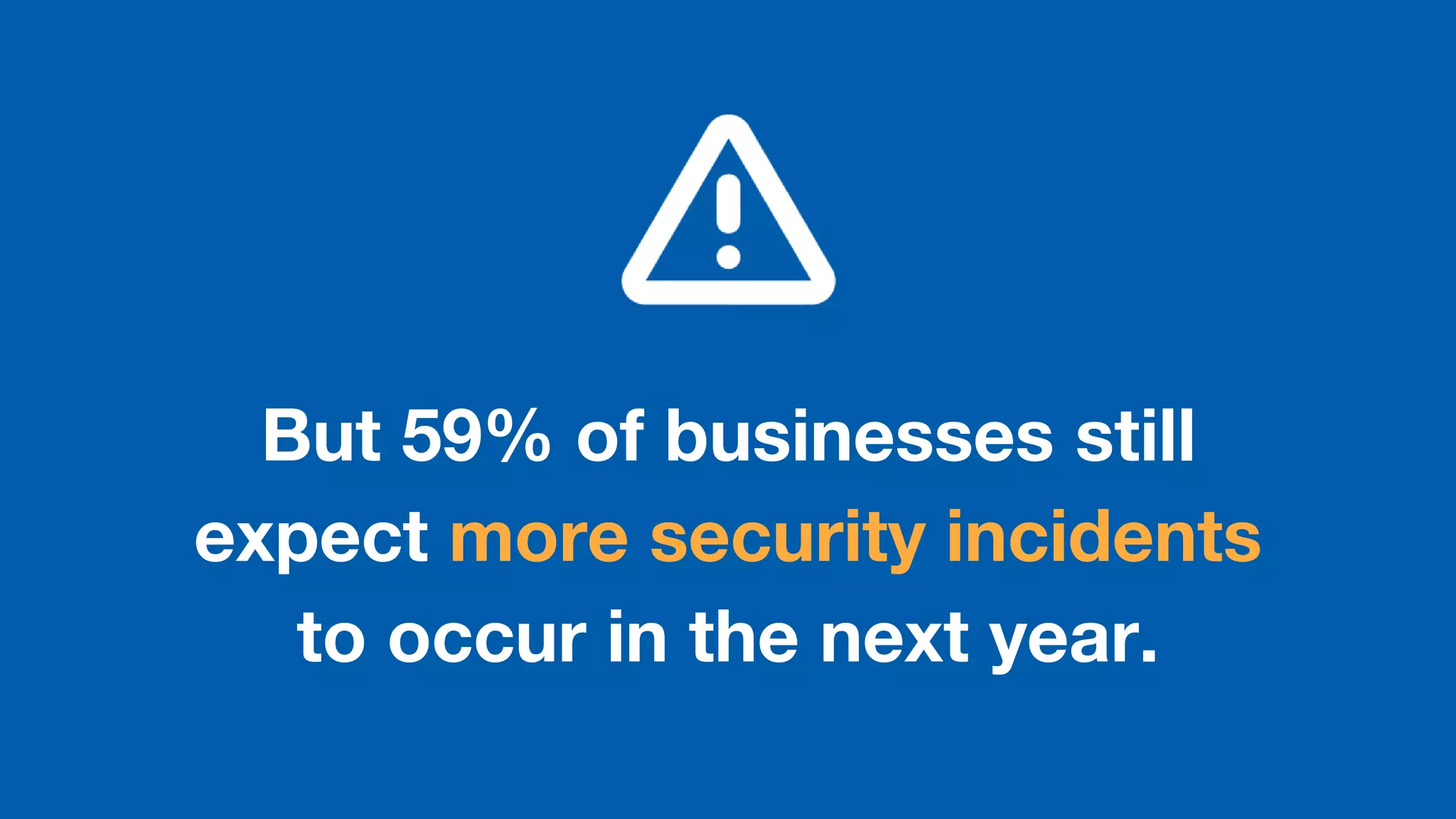 But 59% of businesses still
expect more security incidents
to occur in the next year.
 