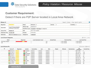 Policy Vialation / Resource Misuse

Customer Requirement:
Detect if there are P2P Server located in Local Area Network

 
