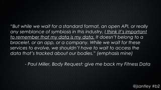 “But while we wait for a standard format, an open API, or really
any semblance of symbiosis in this industry, I think it’s...