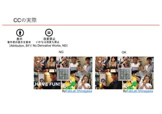 Attribution, BY No Derivative Works, ND
OKNG
ByFabLab Shinagawa
HAVE FUN!!
ByFabLab Shinagawa
CC
 