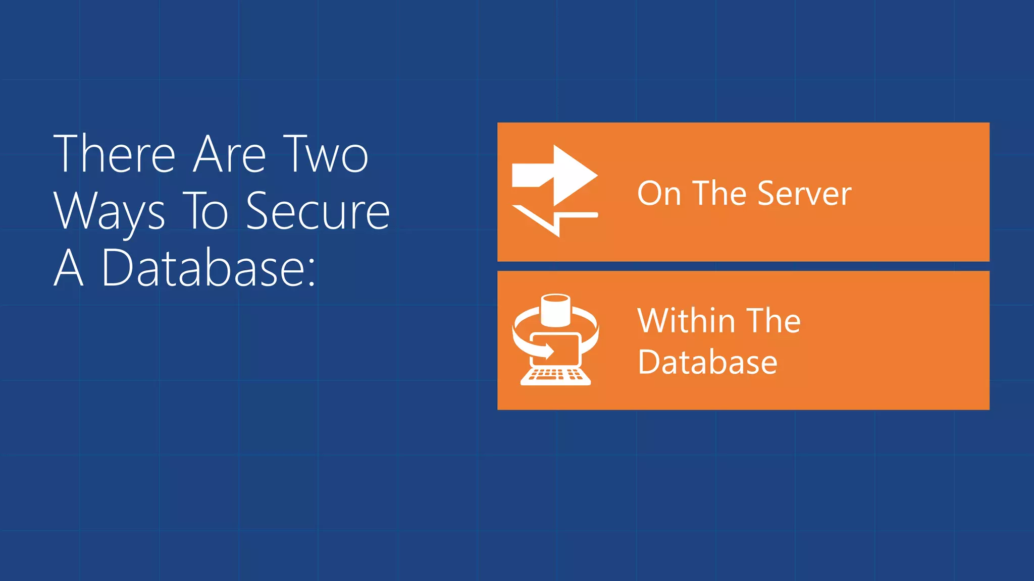 There Are Two
Ways To Secure
A Database:
 