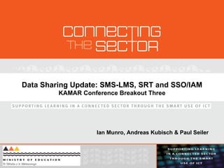 Data Sharing Update: SMS-LMS, SRT and SSO/IAM KAMAR Conference Breakout Three Ian Munro, Andreas Kubisch & Paul Seiler 