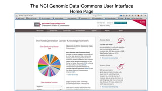 The NCI Genomic Data Commons User Interface
Home Page
 