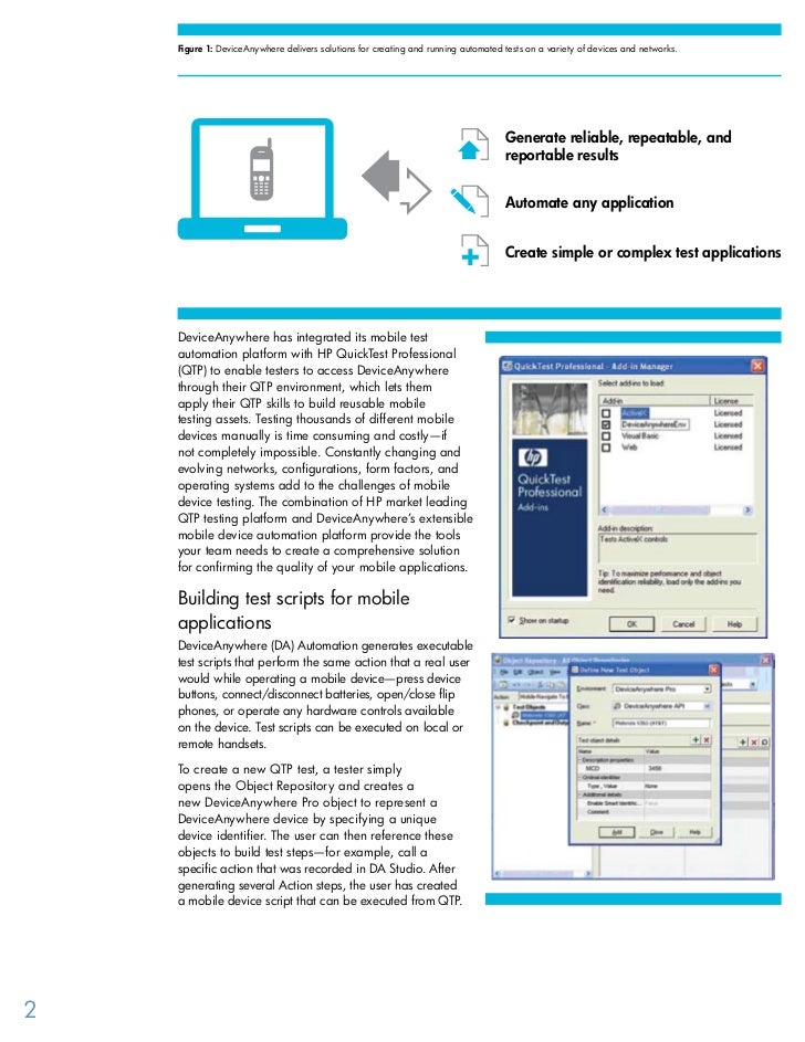 Datasheet hpquicktestprofessionalanddeviceanywheresolutions