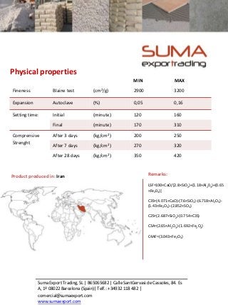 Data sheet cement