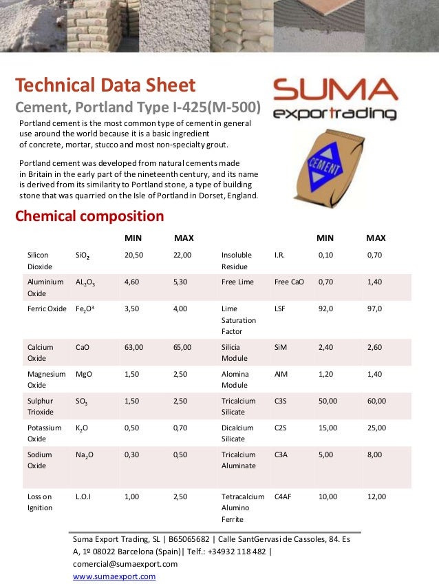 Data sheet cement