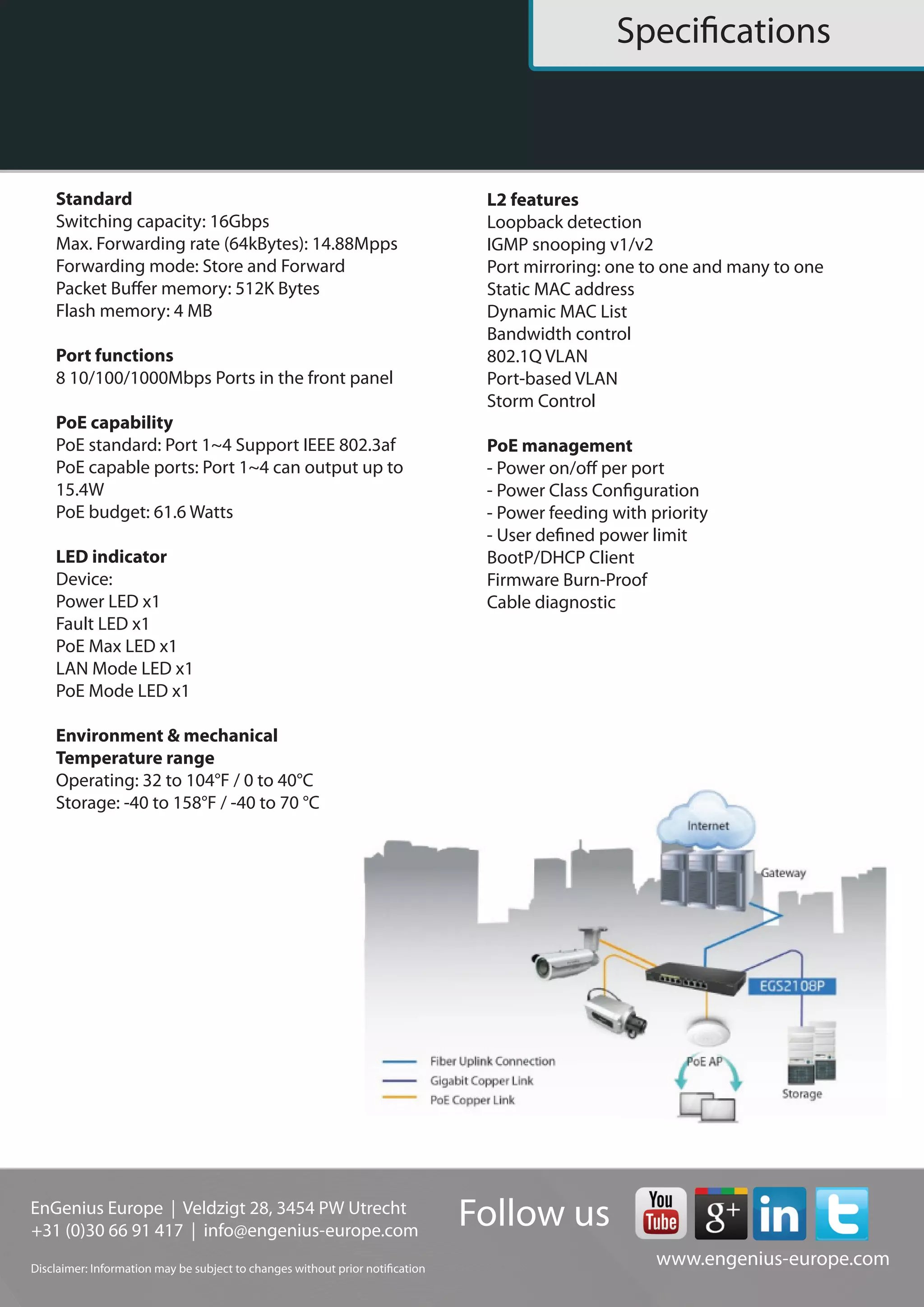 Datasheet EnGenius EGS2108P | PDF