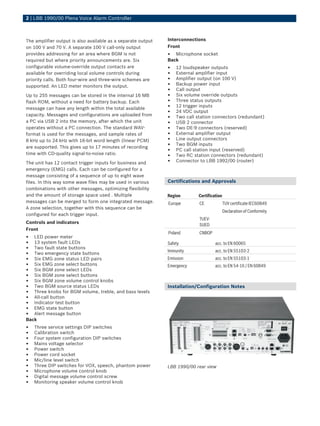 2 | LBB 1990/00 Plena Voice Alarm Controller



The amplifier output is also available as a separate output   Interconnect...