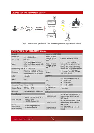 Tetra Rms Connector Datasheet mgv tetra Trans data management | PDF