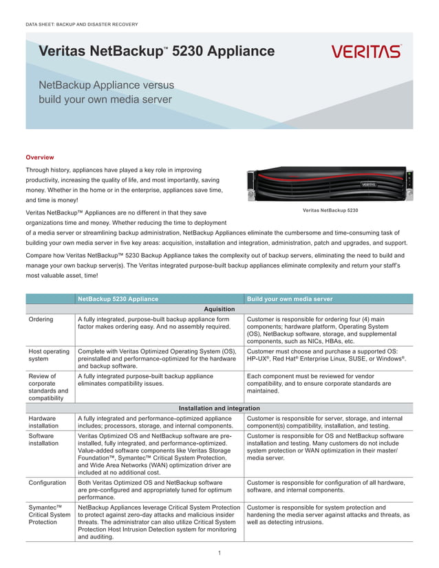 Netbackup 5230 Backup Appliance Saves Time Over DIY Server | PDF