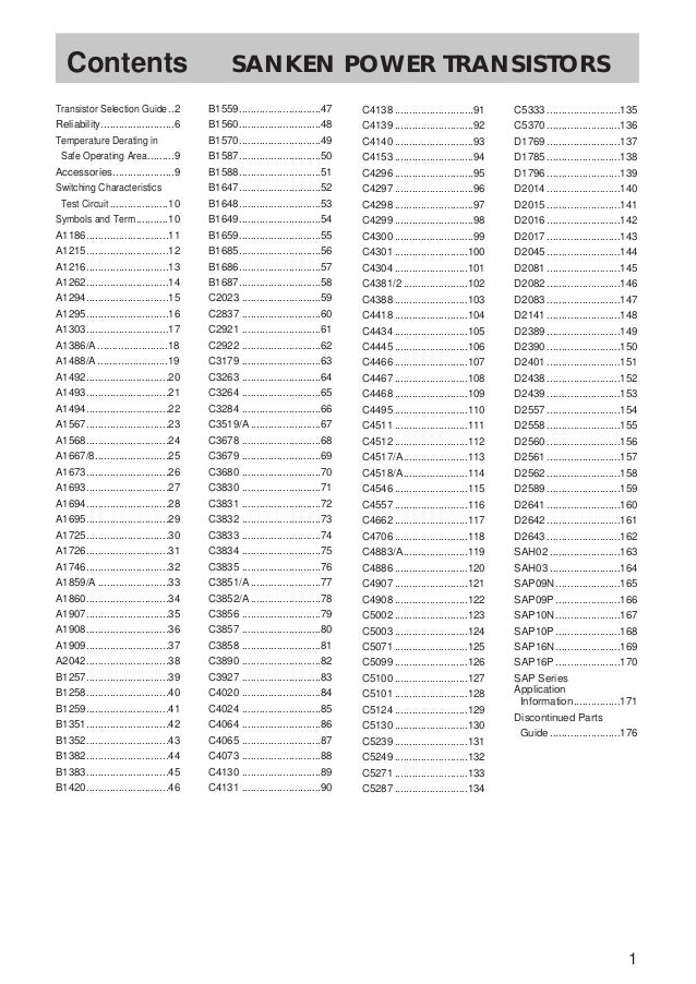 data sheet power transistors sanken transistor data sheets