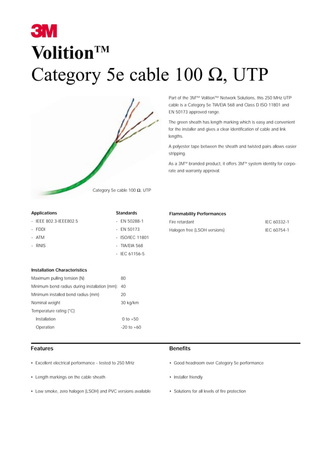 Data Sheets Cable Cat5e Pdf