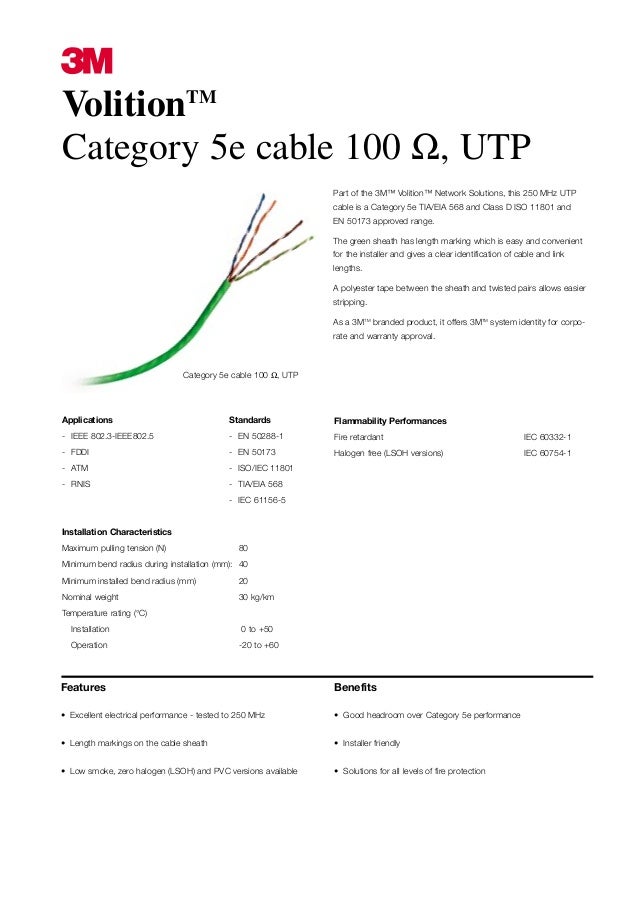 Data sheets cable cat5e
