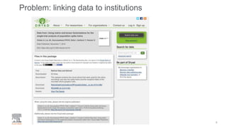 Problem: linking data to institutions
8
 