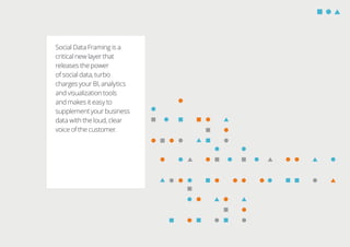 Social Data Framing is a
critical new layer that
releases the power
of social data, turbo
charges your BI, analytics
and visualization tools
and makes it easy to
supplement your business
data with the loud, clear
voice of the customer.
 