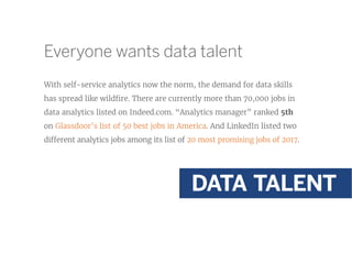 Everyone wants data talent
With self-service analytics now the norm, the demand for data skills
has spread like wildfire. ...