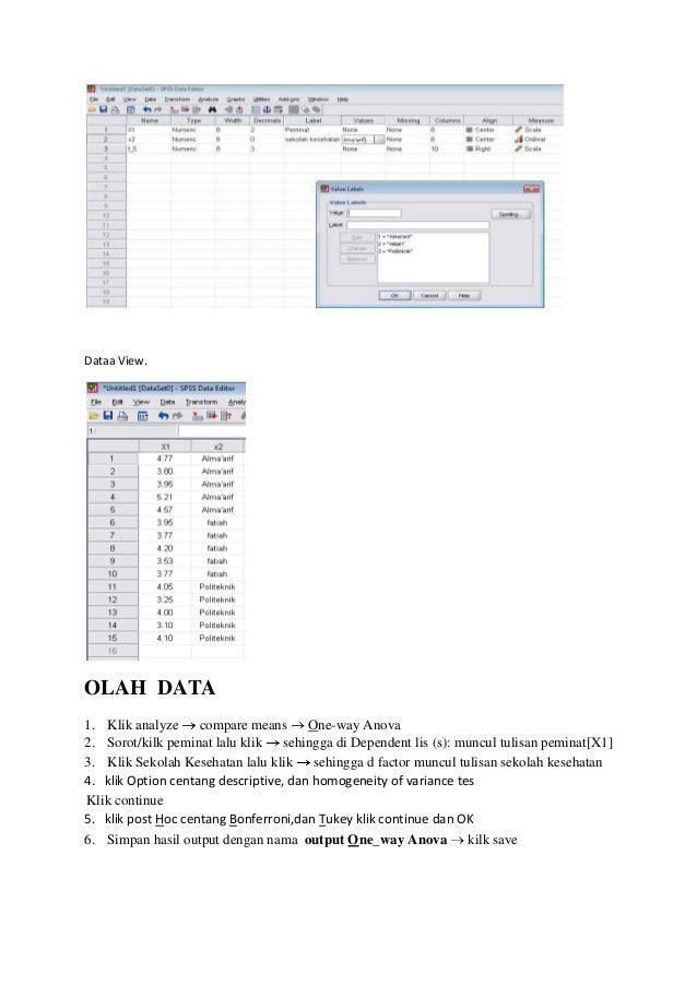 Contoh soal spss independent dan one way anova