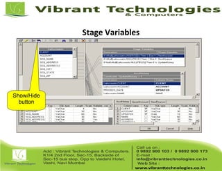 Stage Variables
Show/Hide
button
 