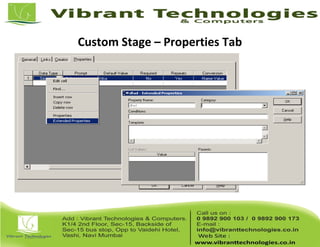 Custom Stage – Properties Tab
 