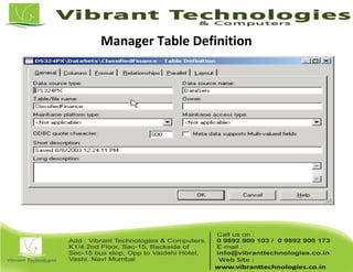 Manager Table Definition
 