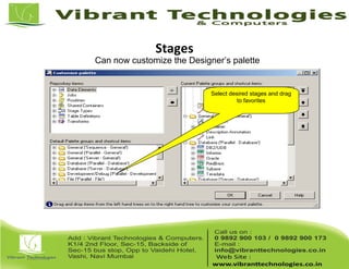 Stages
Can now customize the Designer’s palette
Select desired stages and drag
to favorites
 