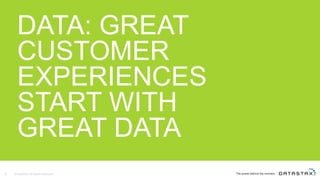 DATA: GREAT
CUSTOMER
EXPERIENCES
START WITH
GREAT DATA
© DataStax, All Rights Reserved.8
 
