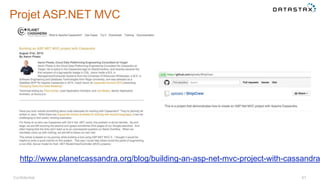 Confidential 61
Projet ASP.NET MVC
http://www.planetcassandra.org/blog/building-an-asp-net-mvc-project-with-cassandra
 