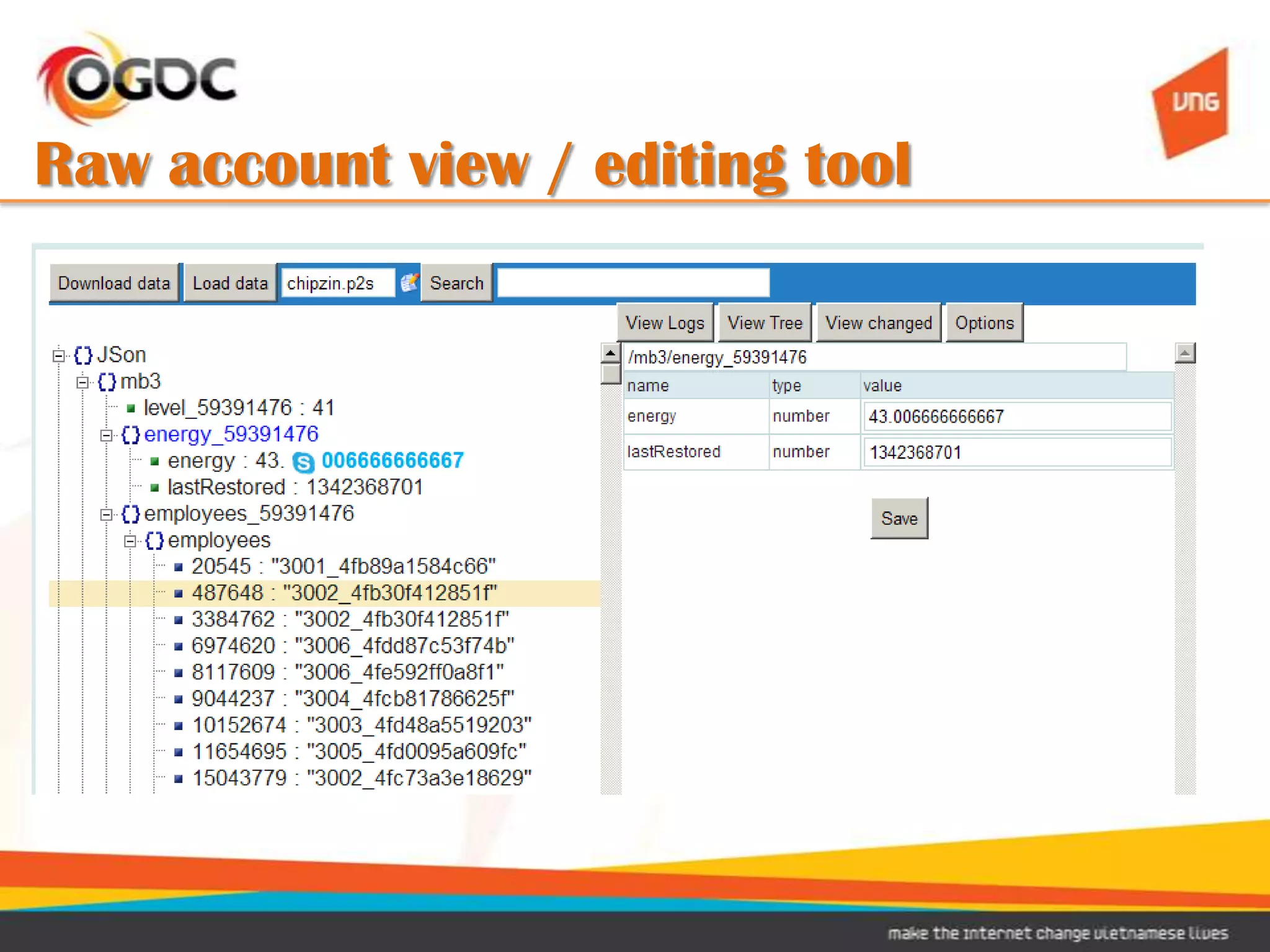 Raw account view / editing tool
 