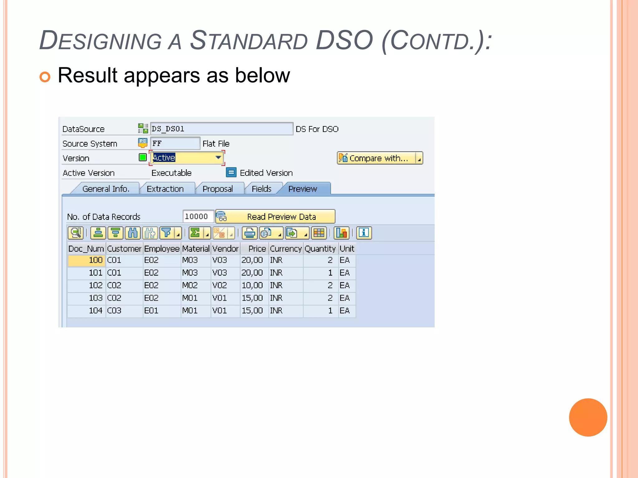 DESIGNING A STANDARD DSO (CONTD.):
 Result appears as below
 