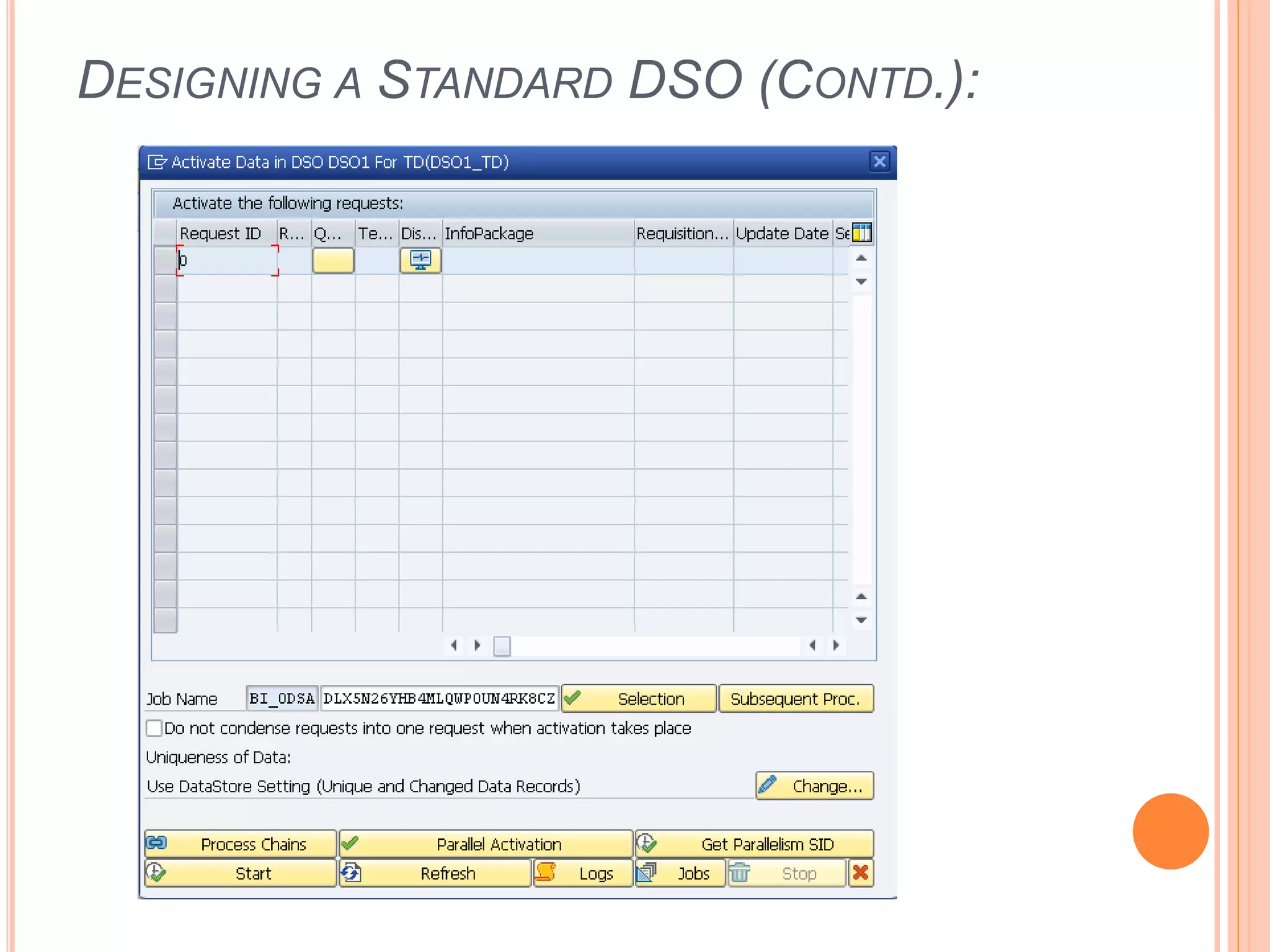DESIGNING A STANDARD DSO (CONTD.):
 