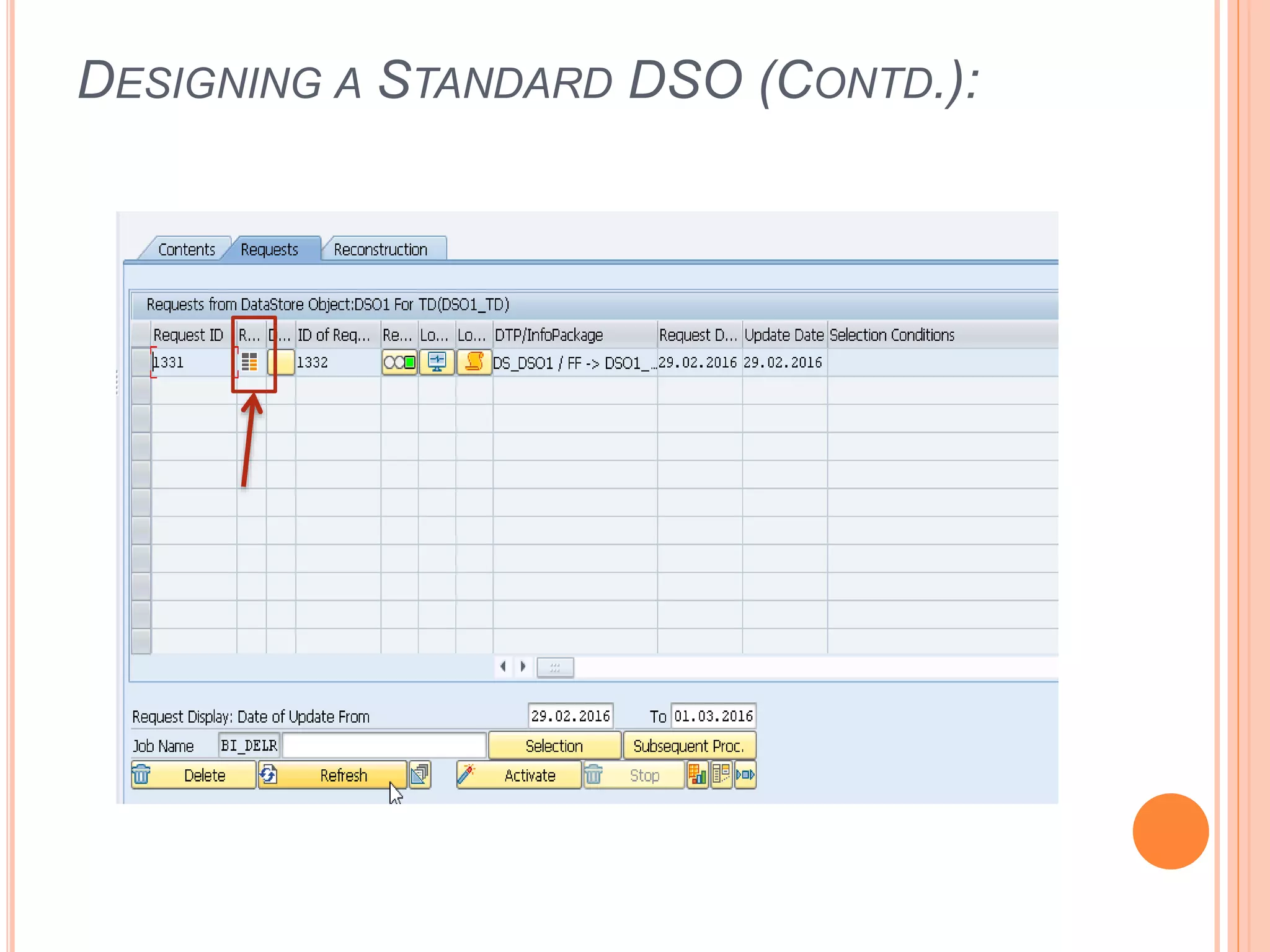DESIGNING A STANDARD DSO (CONTD.):
 
