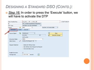 DESIGNING A STANDARD DSO (CONTD.):
 Step 16: In order to press the ‘Execute’ button, we
will have to activate the DTP
 