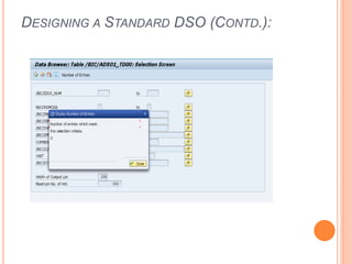 DESIGNING A STANDARD DSO (CONTD.):
 