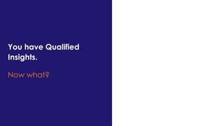 You have Qualified
Insights.
Now what?
 