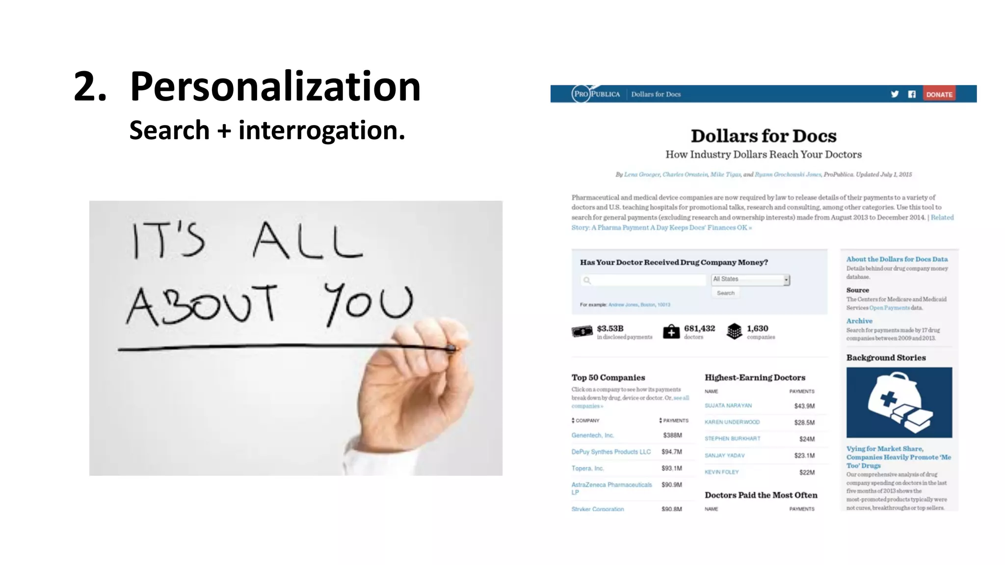 2.
Â
 Personalization
Search
 +
 interrogation.